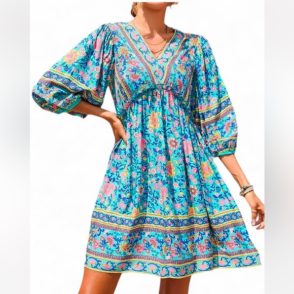 BTFBM Dresses & Skirts - Vibrant Floral Long Sleeve Dress
